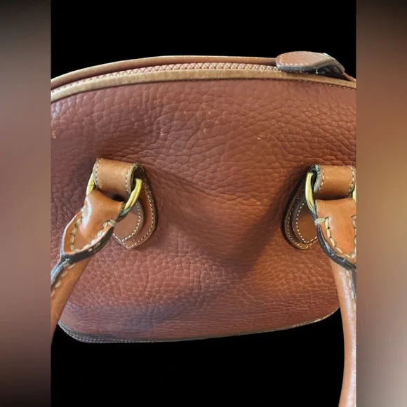 Vintage Dooney & Bourke All Weather Leather Norfolk Shoulder Bag /Satchel Tan - Picture 8 of 12